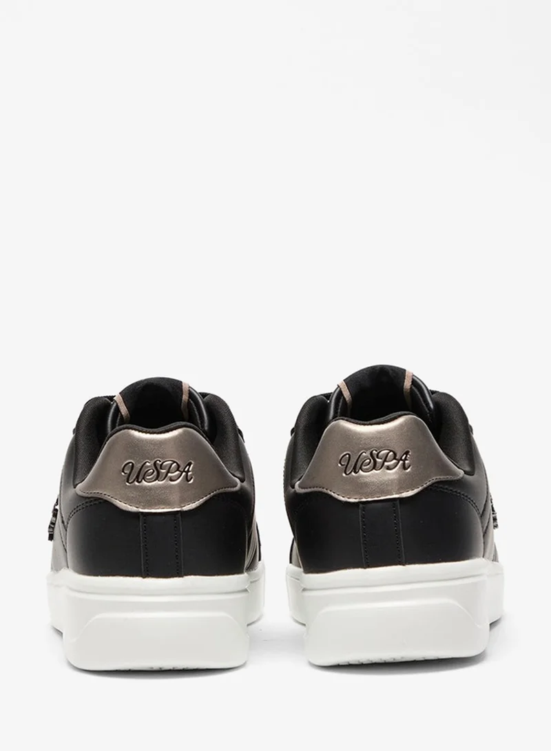 U.S. Polo Assn. Black Women's Black Low-Top Sneakers - Fashionable Lace-Up Style Shoes, Perfect for Everyday Casual Outfits for Women | Best Price UAE