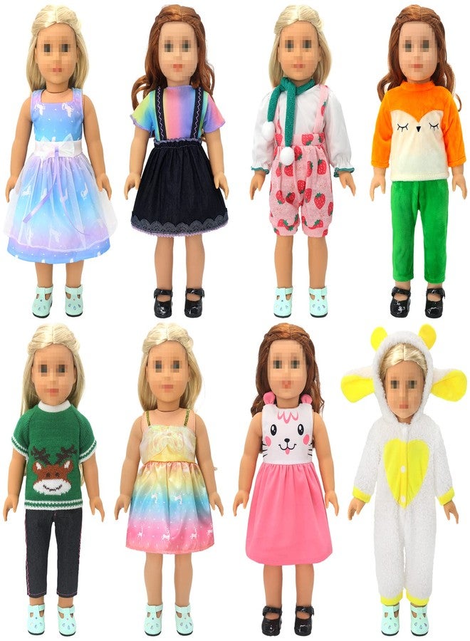 SOTOGO 8 Sets 18 Inch Girl Doll Clothes & Outfits for American 18 Inch Doll, Includes Fashion Clothes & Accessories - Image 1