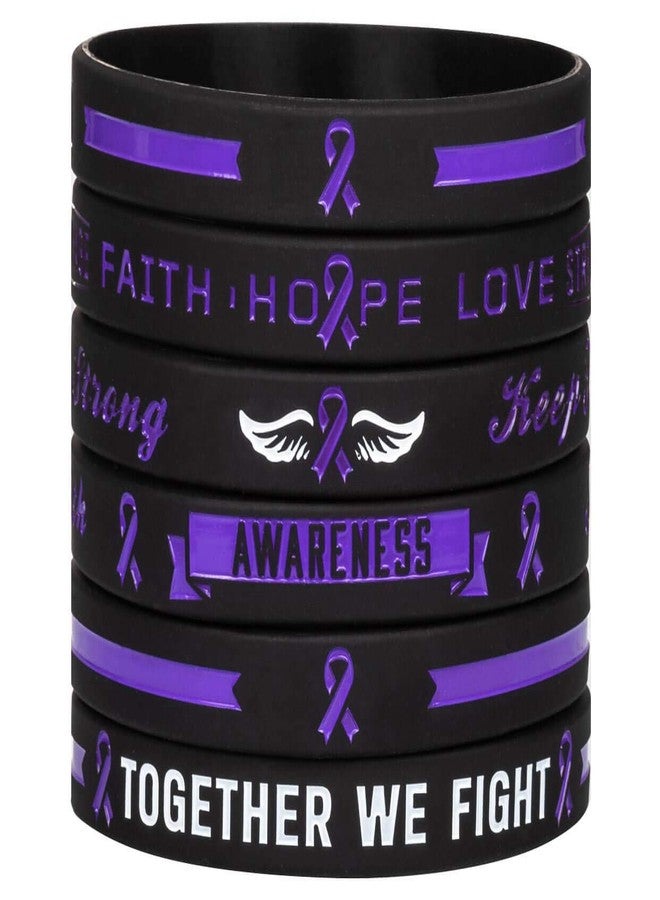 Sainstone Cancer & Cause Awareness Ribbon Bracelets with Saying, Mental Health Awareness Bracelets, Set of 3 Silicone Rubber Wristbands Gifts for Men Women, Patients Survivors (Pancreatic Purple) - Image 3