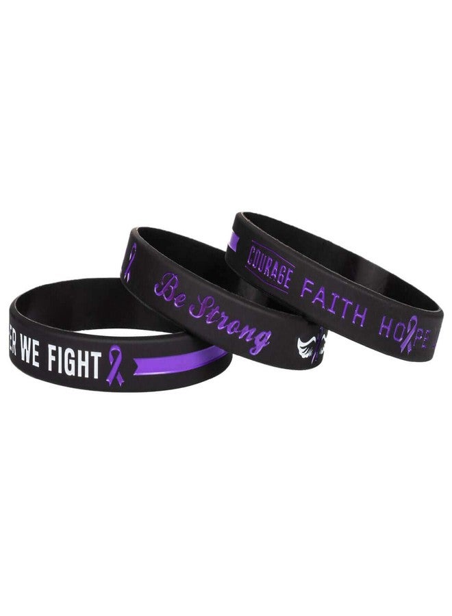 Sainstone Cancer & Cause Awareness Ribbon Bracelets with Saying, Mental Health Awareness Bracelets, Set of 3 Silicone Rubber Wristbands Gifts for Men Women, Patients Survivors (Pancreatic Purple) - Image 5
