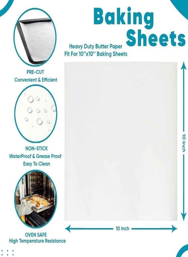 Dhrumino Butter Paper Sheets Greaseproof Baking Paper | 10" x 10" (Pack of 100) Ideal for Baking, Cooking, Wrapping, Grilling, Steaming & Frying - Image 2