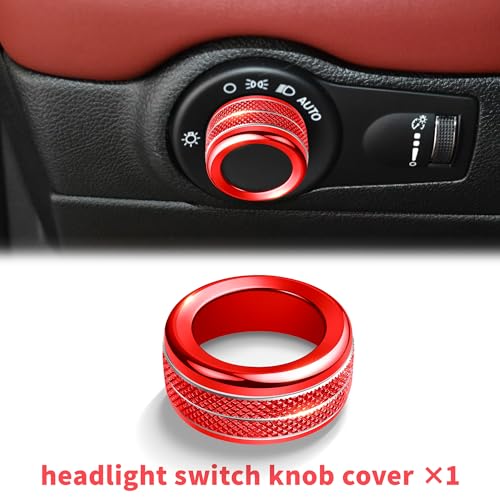 Polodunn for 2021-2026 Dodge Durango Accessories, 6PCS Premium Aluminum Alloy Knob Cover Trim Set (Red) – Push Start, A/C Climate, Volume & Headlight Switch Covers – Enhanced Grip • Non-Slip - Image 4