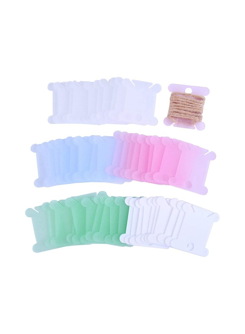 KASTWAVE 120 Pcs Mixed Color Plastic Floss Bobbins For Cross Cotton Thread Craft DIY Sewing Storage Thread Organizer Holder Embroidery Thread Cards Cross Stitch Bobbin  - Image 1