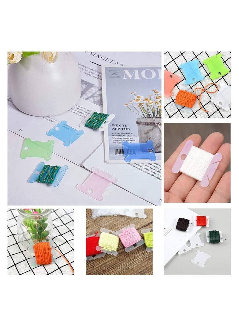KASTWAVE 120 Pcs Mixed Color Plastic Floss Bobbins For Cross Cotton Thread Craft DIY Sewing Storage Thread Organizer Holder Embroidery Thread Cards Cross Stitch Bobbin  - Image 5
