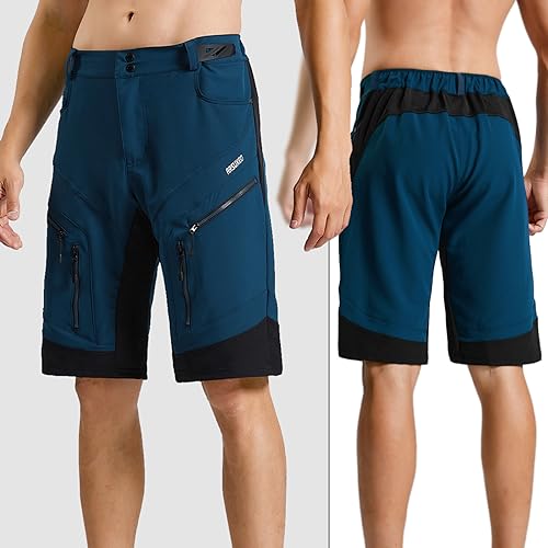 ARSUXEO Men's Loose Fit Cycling Shorts Mountain Bike Shorts Water Ressistant 1903-20 Dark Blue Size Medium - Image 5