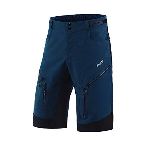 ARSUXEO Men's Loose Fit Cycling Shorts Mountain Bike Shorts Water Ressistant 1903-20 Dark Blue Size Medium - Image 1
