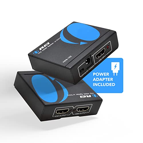 OREI 4K 1 in 2 Out HDMI Splitter Duplicate/Mirror Only UltraHD 4K @ 30 Hz 1x2 Will NOT Bypass HDCP HDMI Supports 3D Full HD 1080P for Xbox, PS4 PS3 Fire Stick Blu Ray Apple TV HDTV - Adapter Included - Image 2