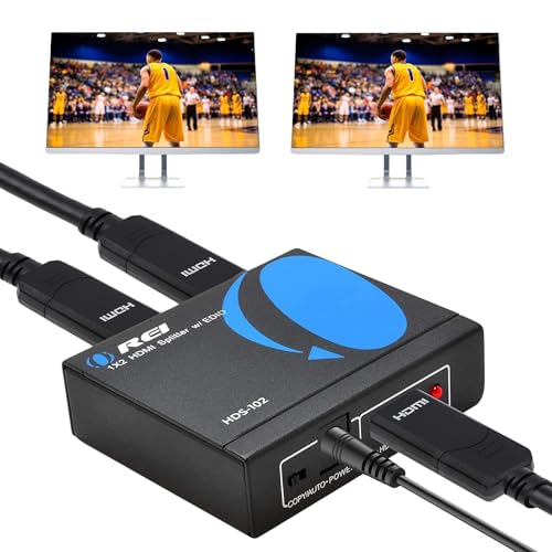 OREI 4K 1 in 2 Out HDMI Splitter Duplicate/Mirror Only UltraHD 4K @ 30 Hz 1x2 Will NOT Bypass HDCP HDMI Supports 3D Full HD 1080P for Xbox, PS4 PS3 Fire Stick Blu Ray Apple TV HDTV - Adapter Included - Image 1