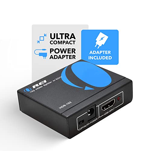 OREI 4K 1 in 2 Out HDMI Splitter Duplicate/Mirror Only UltraHD 4K @ 30 Hz 1x2 Will NOT Bypass HDCP HDMI Supports 3D Full HD 1080P for Xbox, PS4 PS3 Fire Stick Blu Ray Apple TV HDTV - Adapter Included - Image 5