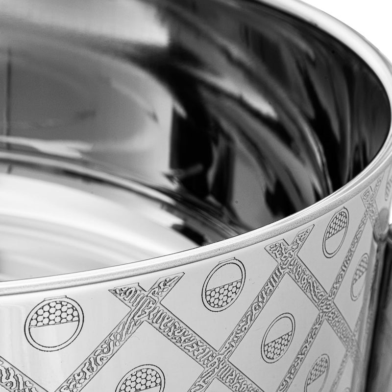 buffet heater and round serving bowl with a stainless steel cover and fuel holder. Ideal for dinner parties or family gatherings, 6000 ML, silver. - Image 4