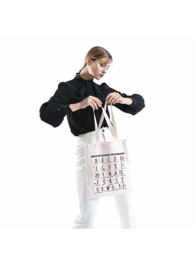 MNIGIU School Psychology Tote Bag School Psych Gift School Psych Thank You Gift Metal Health Gift Psychology Graduation Gift, Alphabet Tote - Image 4