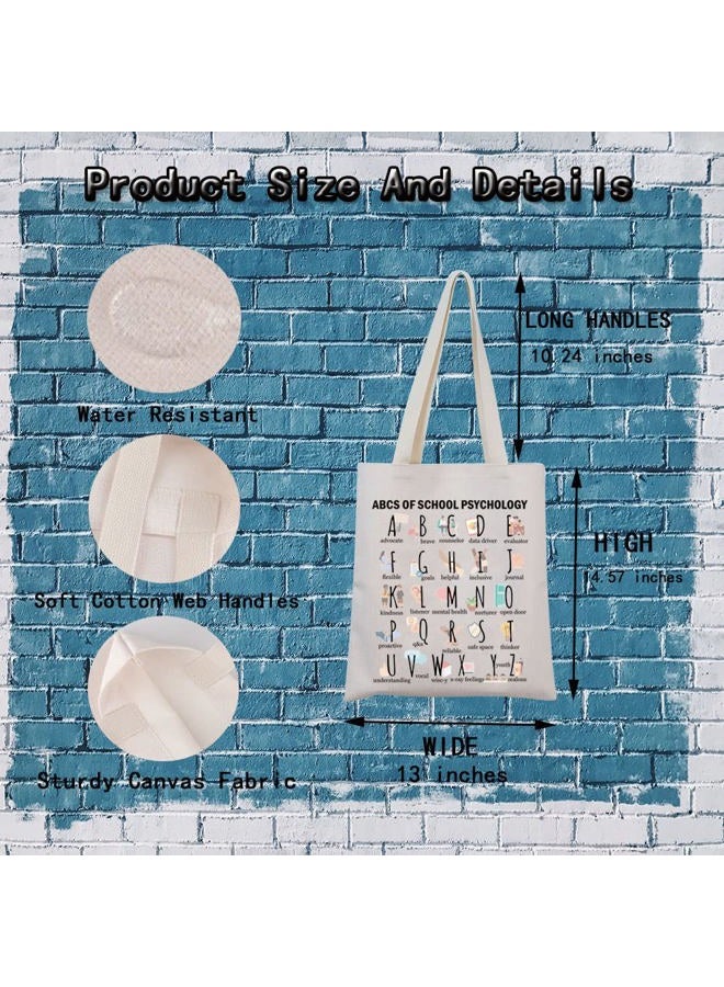 MNIGIU School Psychology Tote Bag School Psych Gift School Psych Thank You Gift Metal Health Gift Psychology Graduation Gift, Alphabet Tote - Image 2