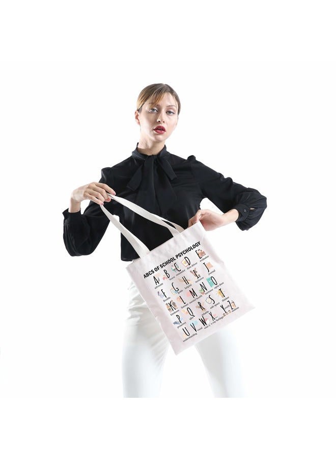 MNIGIU School Psychology Tote Bag School Psych Gift School Psych Thank You Gift Metal Health Gift Psychology Graduation Gift, Alphabet Tote - Image 5