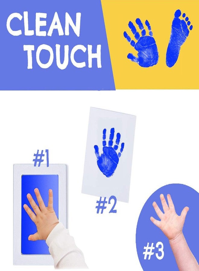 Desi Rang Baby Handprint Footprint Keepsake Kit Preserve Newborn Kid Touch with Ink Pad and Impression Prints Frame to Decorate and Gift for Child First Birthday Foot Hand inkpad Color: Blue - Image 3