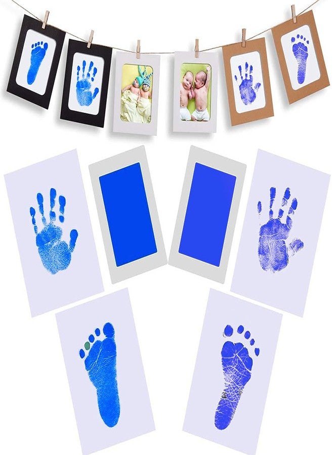 Desi Rang Baby Handprint Footprint Keepsake Kit Preserve Newborn Kid Touch with Ink Pad and Impression Prints Frame to Decorate and Gift for Child First Birthday Foot Hand inkpad Color: Blue - Image 5