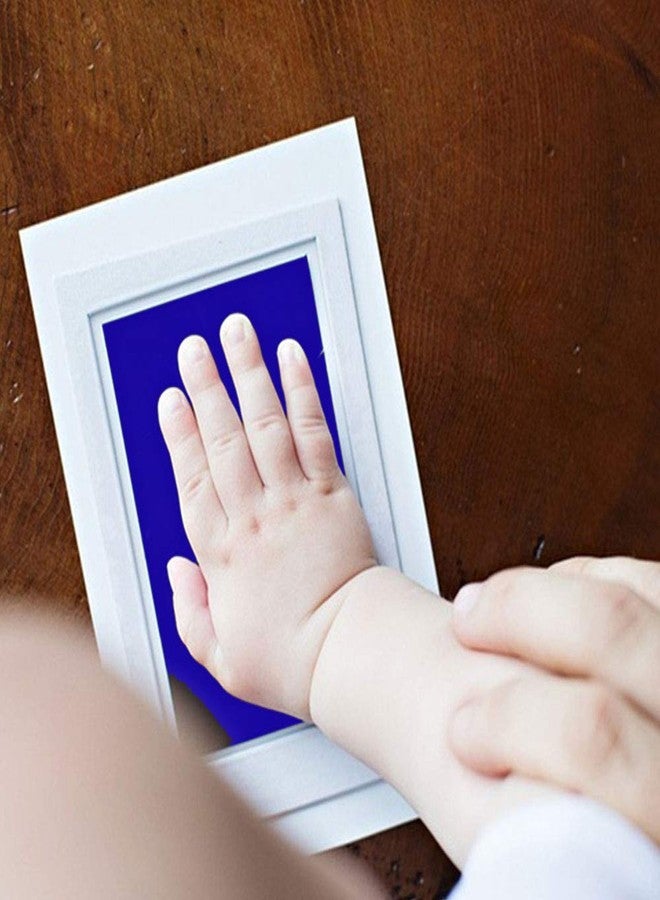 Desi Rang Baby Handprint Footprint Keepsake Kit Preserve Newborn Kid Touch with Ink Pad and Impression Prints Frame to Decorate and Gift for Child First Birthday Foot Hand inkpad Color: Blue - Image 2