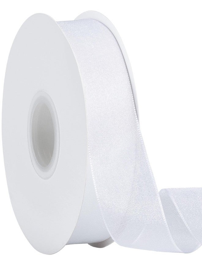 Zerofy Sheer Organza Ribbon 1-1/2 Inch Chiffon Ribbons for Bouquets Garland, Gift Wrapping, 50 Yards/Roll (White) - Image 1