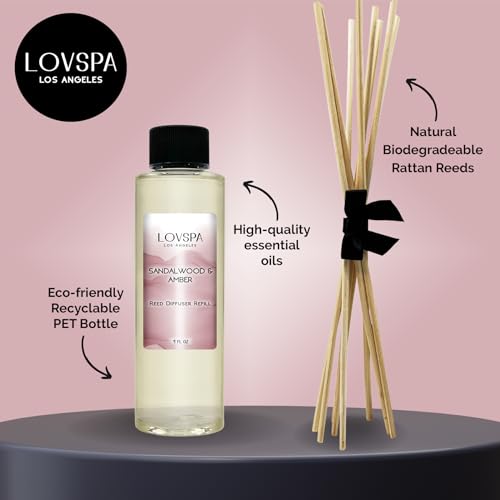LOVSPA Sandalwood & Amber Diffuser Oil - Luxury Essential Oils for Diffuser Refill & Air Freshener Room Spray - Long-Lasting & Natural Home Fragrance, Scented Oil for Diffusers, USA Made, 4oz - Image 2