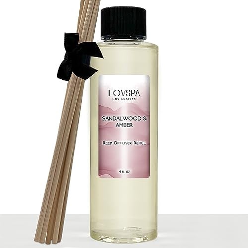 LOVSPA Sandalwood & Amber Diffuser Oil - Luxury Essential Oils for Diffuser Refill & Air Freshener Room Spray - Long-Lasting & Natural Home Fragrance, Scented Oil for Diffusers, USA Made, 4oz - Image 1