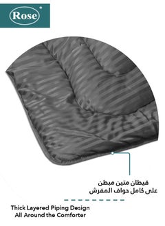 Rose ROSE Striped Luxury Hotel Comforter, Premium Microfiber, Set of 4 pieces, Soft Lightweight, Extra Twin size 260x170 cm, Grey  - Image 3