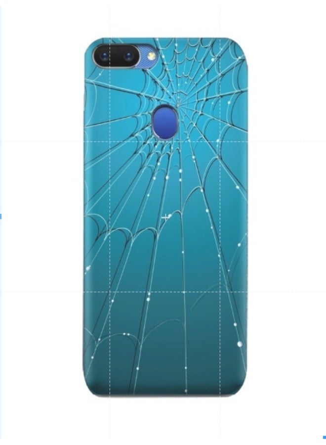 إيه إم سي ديزاين غطاء حماية من البولي يوريثان الحراري بنمط على شكل شبكة عنكبوت بلون أزرق لهاتف أوبو A5 نمط شبكة العنكبوت بلون أزرق