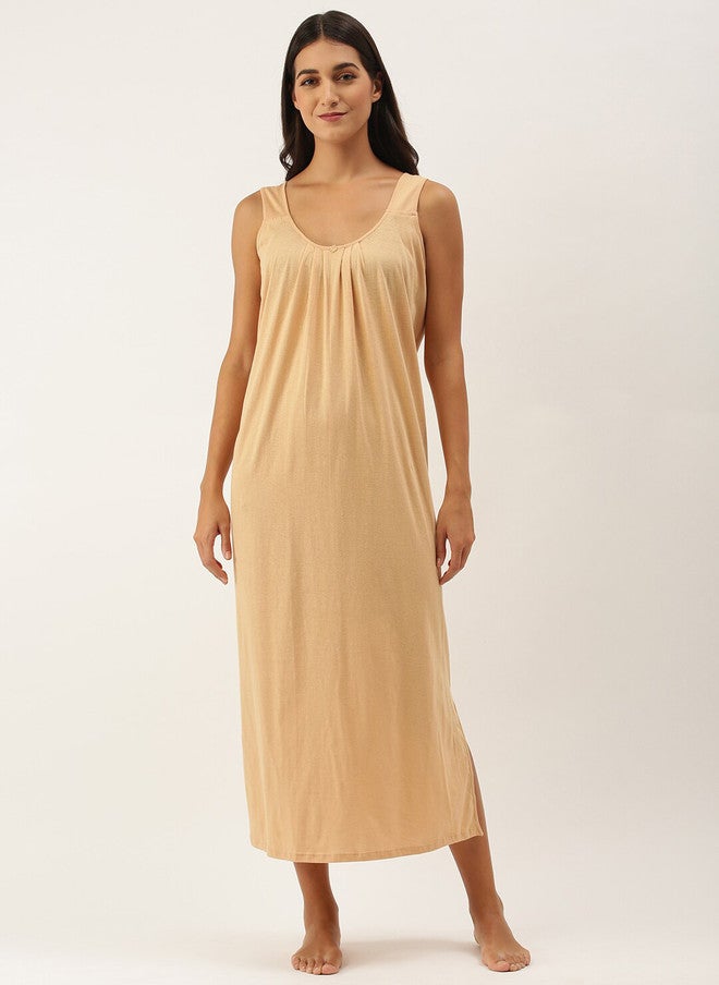 Red Rose RedRose Women Pure Cotton Maxi Nightdress with Round Neck and Short Sleeves - Image 5