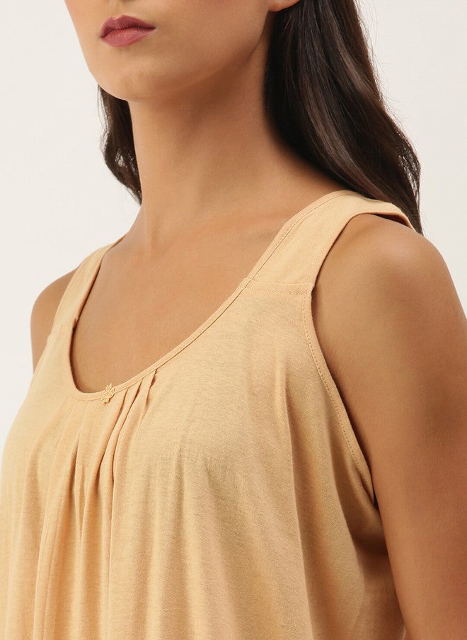 Red Rose RedRose Women Pure Cotton Maxi Nightdress with Round Neck and Short Sleeves - Image 2