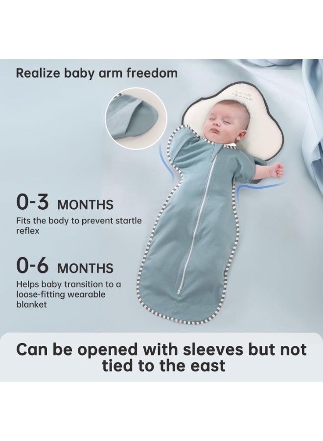 اترجسز كيس نوم الطفل ، لف Swaddle ، بطانية Swaddle مع الأسلحة ، سحاب طريقتين للطفل ، لفات نوم حديثي الولادة الناعمة للرضيع هدية الطفل ، يحسن النوم ، يساعد على الهدوء انعكاس استرل (أزرق ، م (3-6 أشهر)) - Image 4