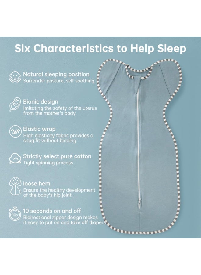 اترجسز كيس نوم الطفل ، لف Swaddle ، بطانية Swaddle مع الأسلحة ، سحاب طريقتين للطفل ، لفات نوم حديثي الولادة الناعمة للرضيع هدية الطفل ، يحسن النوم ، يساعد على الهدوء انعكاس استرل (أزرق ، م (3-6 أشهر)) - Image 3