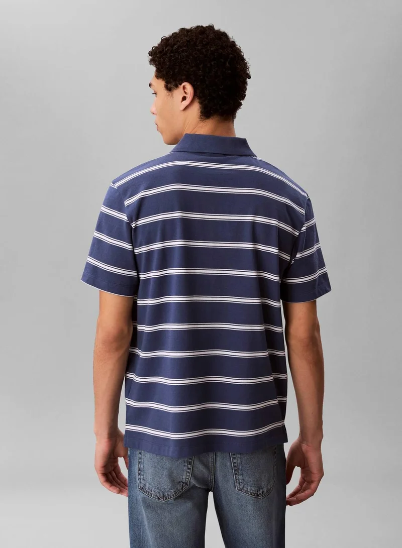 Calvin Klein Jeans Dark Denim Jersey Stripe Polo Shirt for Men | Best Price UAE