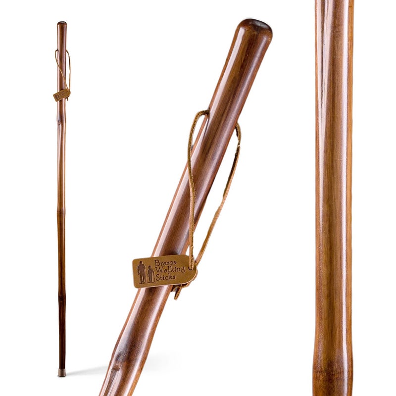 Brazos Rustic Wood Walking Stick Bamboo Traditional Style Handle for Men Women Made in the USA Red 58