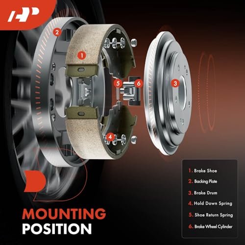 A-Premium Rear Ceramic Brake Shoe Set Compatible with Ford Focus 2000-2011 with Rear Brake Drum 4-PC Set - Image 3