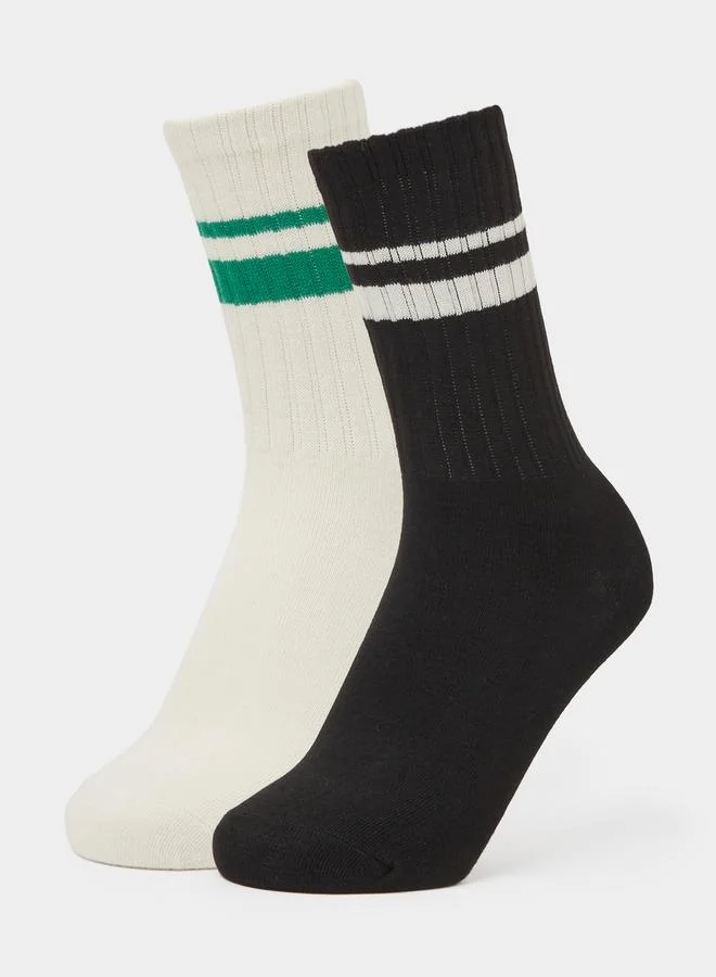 Pack of 2 - Multi-Color Striped Crew Socks