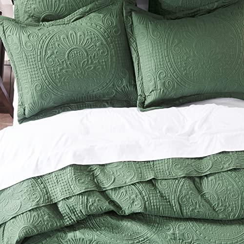 Anluoer Quilt Queen Size Bedding Set-Olive Green Embossed, Bedspreads-Lightweight Summer Soft Microfiber Bedspread, Bed Coverlet for All Seasons (1 Quilt, 2 Pillow Shams) - Image 5