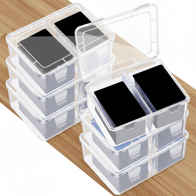 Vicenpal 300 Card Storage Box Compatible with Mtg TCG Clear Plastic Trading Card Storage Box with Removable Divider Hard Trading Deck Case for Baseball Football Game Organizer Collector(6 Pcs) - Image 1