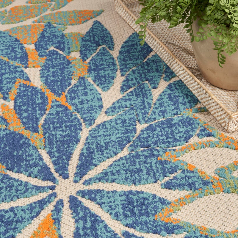 Nourison Home Aloha Indoor Outdoor Blue Green 3'6" x 5'6" Area Rug, Easy Cleaning, Non Shedding, Bed Room, Living Room, Dining Room, Backyard, Deck, Patio (4x6) - Image 5