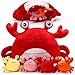 DoubleFill 5 Pcs Crab Stuffed Animal Plush Toys Crab Mom with 4 Baby Plushies Sea Ocean Stuffed Animal Pillows Gifts for Christmas Birthday Under The Sea Ocean Party Favors DecorationRed - Image 2