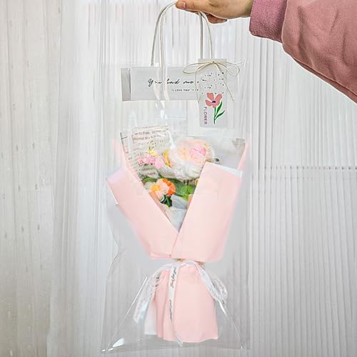 Ekhasa Nostrae by Ekhasa Pink Rose Crochet Flowers Bouquet (Medium Size) | Knitted Flowers For Gifting | Woolen Bouquet Perfect For Crochet Gifts | Handmade Bouquets Gift - Image 2