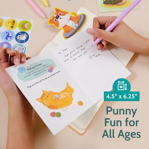 T MARIE Animal Fun Fact Cards with Bookmarks - 20 Greeting Cards with Pop-Out Bookmark Mini Gifts - Punny, Funny Bulk Thinking of You Notecards for Kids, Grandkids, Teachers, Students, Friends, Family & More - Image 5