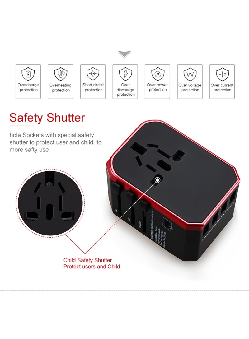 AROAQ Universal Travel Adapter Usb Worldwide Charger Power Adapter International Wall Charger Ac Plug Adaptor With 5.6A Smart Power And 3.0A Usb Type-C For Usa Eu Uk Aus With Storage Bag  - Image 3