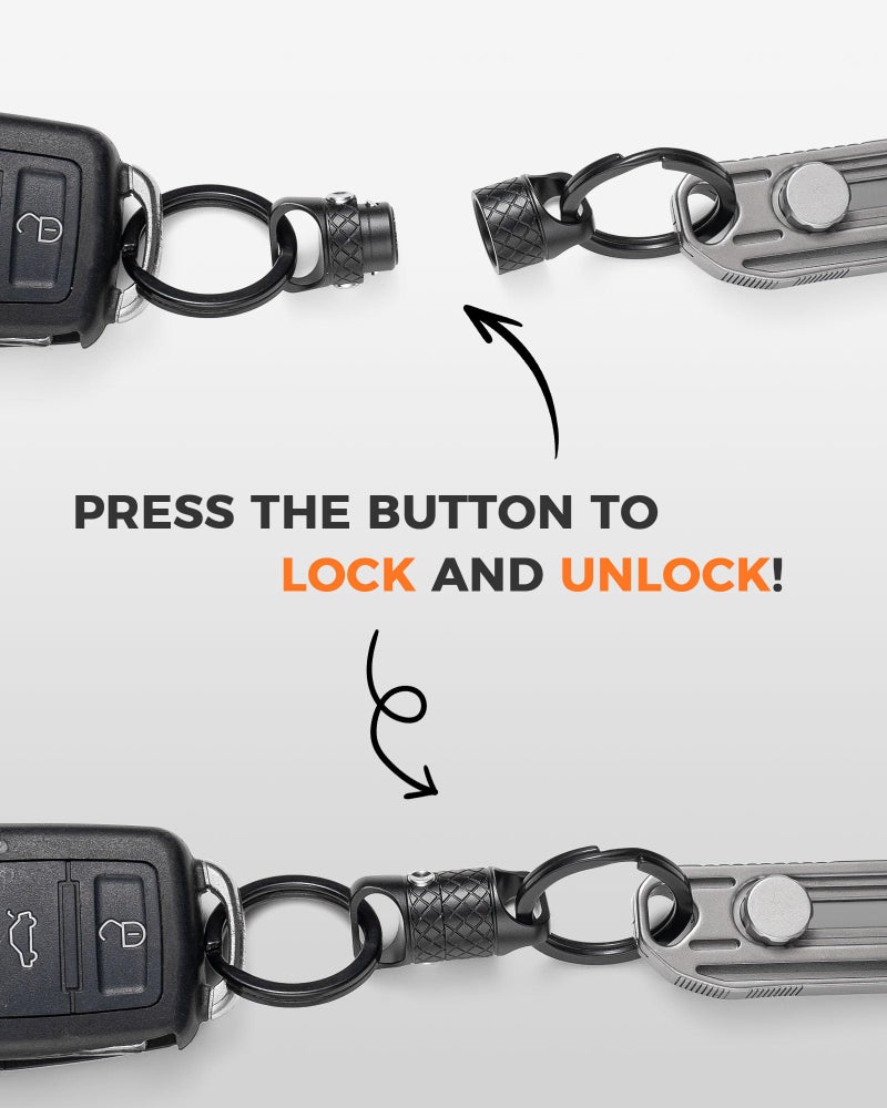 IUMIUN Quick Release Magnetic Keychain, Anti-Fall Detachable Magnet Key Chain with 2 Safety Lock Buttons (Black 1 Pack) - Image 2