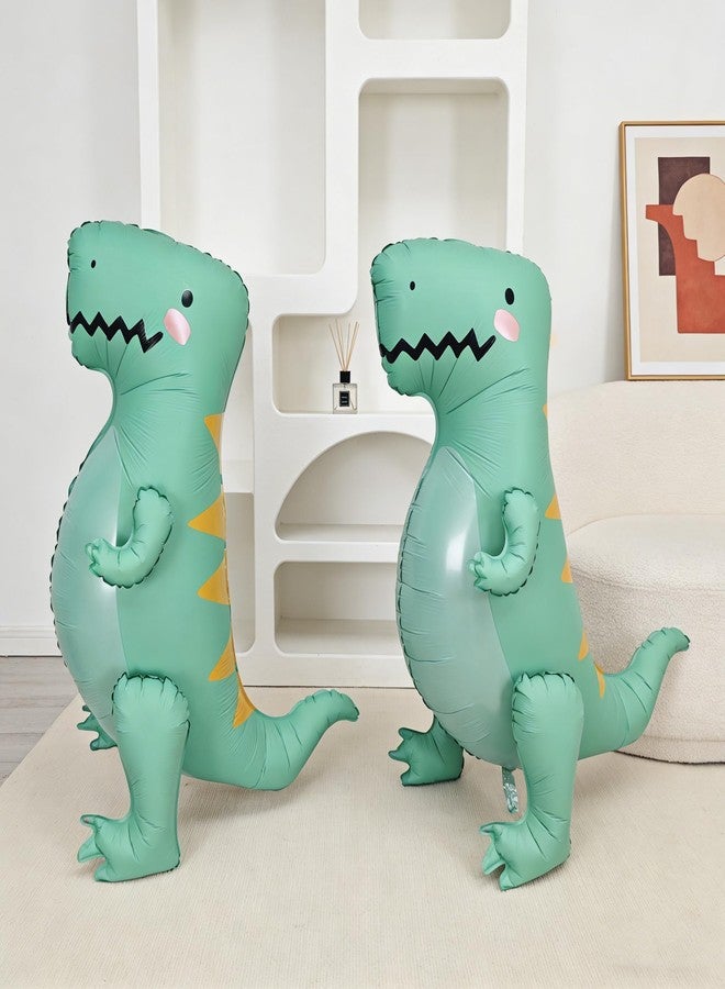 CHANGZHONG Matte Green Large 3D Tyrannosaurus Rex Balloon Dinosaur Cute Giant Self Standing Inflatable Dinosaur Balloons Birthday Party Decorations Zoo Party Baby Shower Jurassic Theme - Image 5