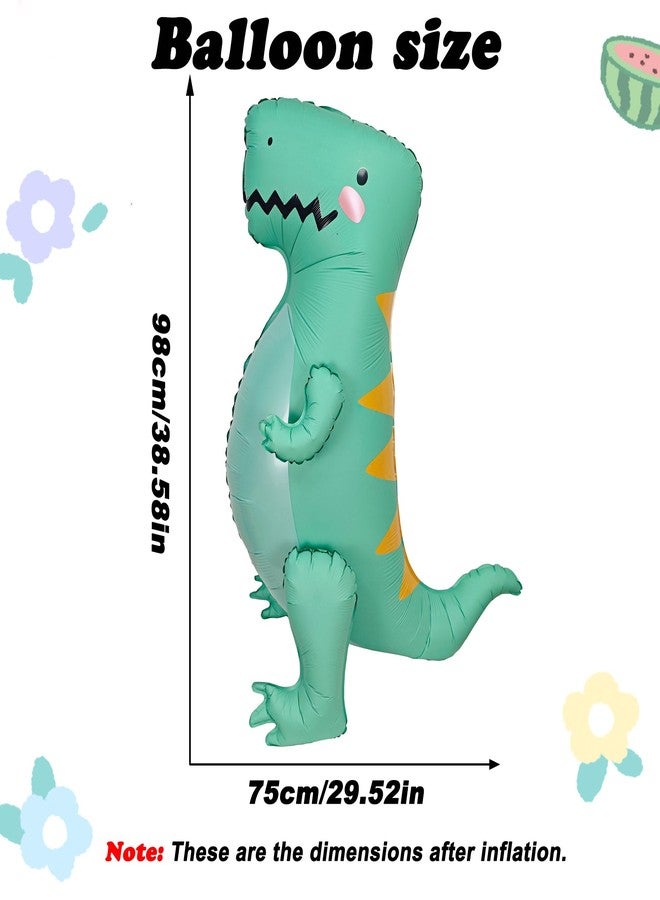 CHANGZHONG Matte Green Large 3D Tyrannosaurus Rex Balloon Dinosaur Cute Giant Self Standing Inflatable Dinosaur Balloons Birthday Party Decorations Zoo Party Baby Shower Jurassic Theme - Image 2