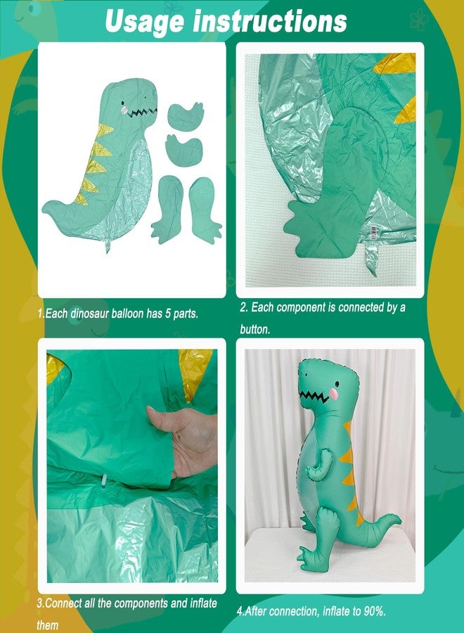 CHANGZHONG Matte Green Large 3D Tyrannosaurus Rex Balloon Dinosaur Cute Giant Self Standing Inflatable Dinosaur Balloons Birthday Party Decorations Zoo Party Baby Shower Jurassic Theme - Image 3