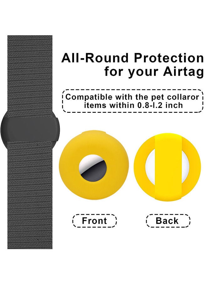 Depend 2 PCS Air Tag Dog Collar Holder - Silicone Case For Apple Tags - Anti-Lost Tag Holder Compatible with Cat Collars Charms Accessories - Yellow And Black  - Image 2