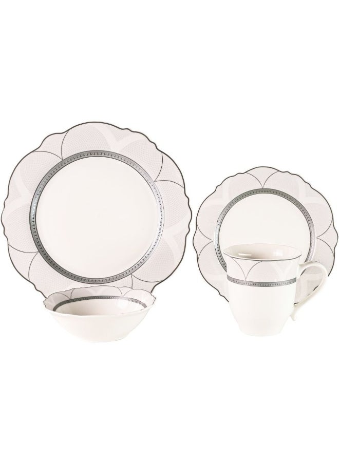 DANUBE HOME - Youthful Bite Ellipse 16 Piece New Bone China Dinner Set Elegant Dinnerware for 4 Stylish Plates Bowls and Mugs Perfect for Formal Dining & Home Entertaining - Image 1