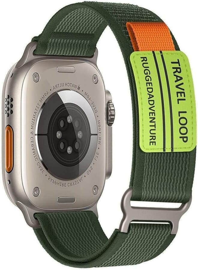 Nylon Loop Strap Compatible with Apple Watch Ultra 49mm 45mm 44mm 42mm, Soft Durable Sport Loop Strap for iWatch Ultra Series 9 8 7 6 5 4 3 2 1 SE Grey Green