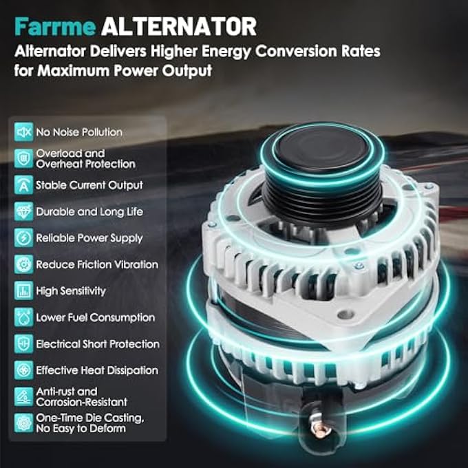 Farrme 11573 Car Alternator 12V 130 Amp, 6-Groove Pulley Fit for Honda Odyssey 2011-2013, Pilot 2012-2015, Ridgeline 2012-2014 V6 3.5L Automotive Replacement Alternators 9764219-124, 31100-RV0-A01 - Image 5