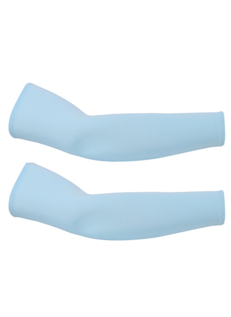 Loquat Sunshade Sports Outdoor Cycling Driving Gloves Arm Covers Ice Sleeves Light Blue 