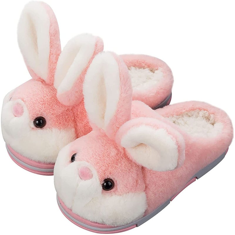 YILANLAN Womens Cute Bunny Animals Slippers Interesting Comfortable Furry Slippers Soft Plush Winter season Keep warm Home Slippers 6575 Red slipper numeric_6_point_5
